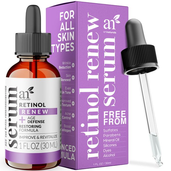 artnaturals Retinol Serum for Face (1 Fl Oz / 30ml) - with Vitamin C, 2.5% Retinol Oil & Hyaluronic-Acid - Skin Clearing - Anti-Aging, Anti-Wrinkle Eye Serum - Skin Repair,Night Therapy