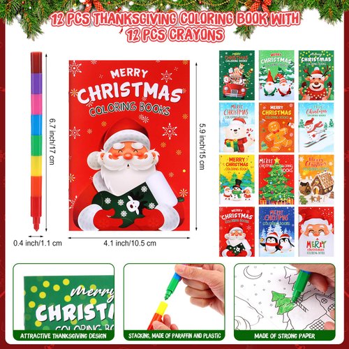 Seajan 110 Pcs Christmas Party Favors Holiday Assorted Classroom Gifts Exchange Prizes Goodie Bags Stuffers Bulk Xmas Coloring Books Crayons Keychains Stamps Stickers School Activities Supplies