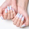 GLAMERMAID Press on Nails Almond,Ombre Gel False Nails with Design,24 PCS Glue on Nails,Reusable Acrylic Stick on Nails Tips Manicure Set for Women,Hazy Beauty