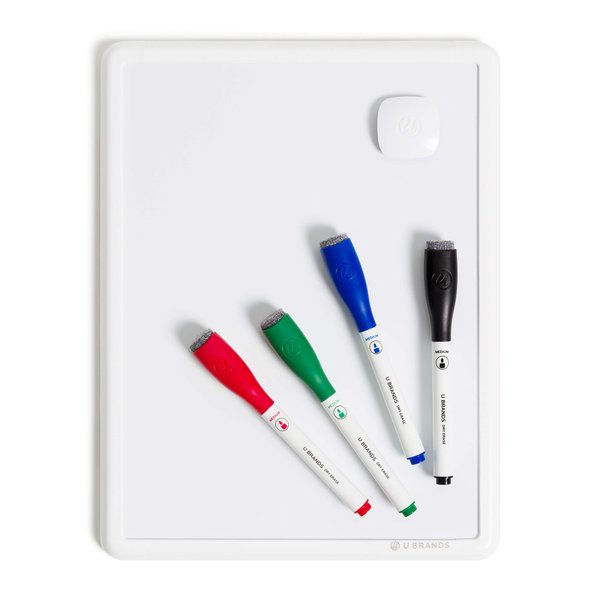 U Brands Contempo Magnetic Dry Erase Board Kit, 8.5”x11”, White Modern Frame, includes 4 Markers and Magnet
