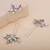 Teyglen 3pcs Bridal Crystal Hair Pins Rhinestones Hair Pieces Simple Crystal Wedding Hair Accessories Handmade Hair Pins for Women Bride Girls (Ab color)