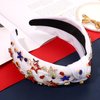 4th of July Headbands for Women, 4th of July Hair Accessories, American Flag Headbands, Rhinestone Pearl Knotted Headbands Beads Embellished Jeweled Patriotic Headbands Holiday Gifts (Star C-White)