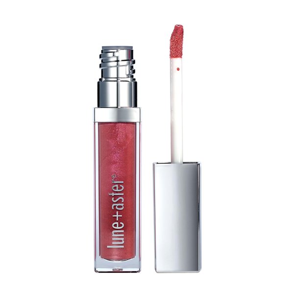 LUNE + ASTER Vitamin C+E Lip Gloss | Non-Sticky, High-Impact Shine, Buildable-Sheer Formula - Crystal Plum
