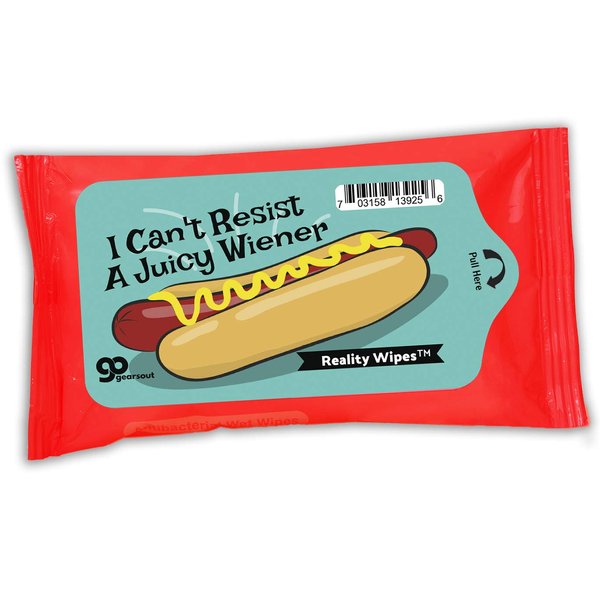 I Can't Resist A Juicy Wiener Wet Wipes - Funny Hot Dog Moist Wipes for Friends, Novelty, Made in The USA, Travel Size