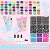 TEUVO Glitter Tattoo Kit for Kids, 50 Glitter Colors, 199 Stencils, 2 Gem Stickers, 4 Glue, 5 Brushes Body Face Arts Glitter Makeup Temporary Tattoos for Girls Halloween Christmas Birthday Party Gifts