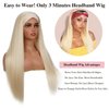 Jennandra 613 Blonde Headband Wig Human Hair Straight 20 Inches Human Hair Headband wig None Lace Front Wigs Human Hair Wig for Black Women Wear and Go Wig 150% Density wig（#613,ST,20Inch