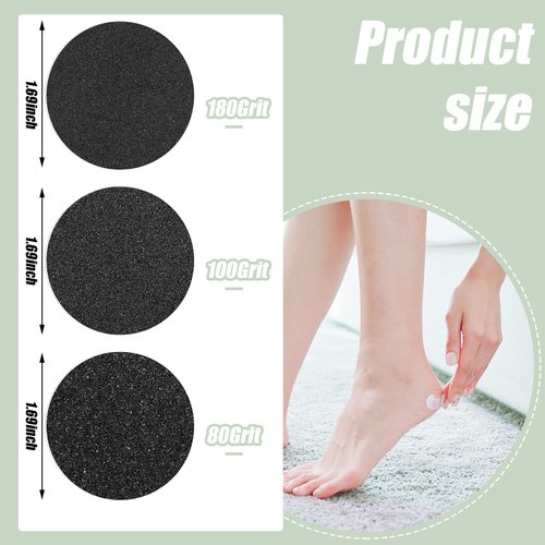 Maitys 120 Pcs Replaceable Sandpaper Discs Tip 2 Toe Refill Disks Replacement Sandpaper Pad Discs Foot File Disc Callus Disks for Electric Foot File Dead Hard Skin Callus (80 Grit,100 Grit,180 Grit)