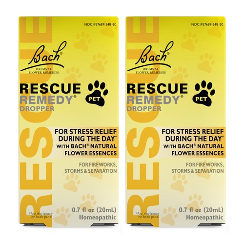 Bach RESCUE Remedy PET Dropper 20mL, Natural Stress Relief, Calming for Dogs, Cats, & Other Pets, Homeopathic Flower Essence, Thunder, Fireworks & Travel, Separation, Sedative-Free, 2-Pack