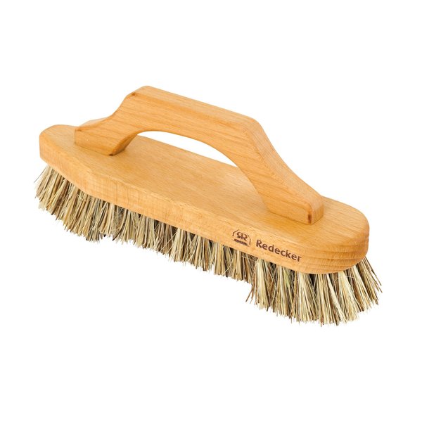 Redecker Union Fiber Scrub Brush with Oiled Beechwood Bow-Shaped Handle, 8-5/8-Inches