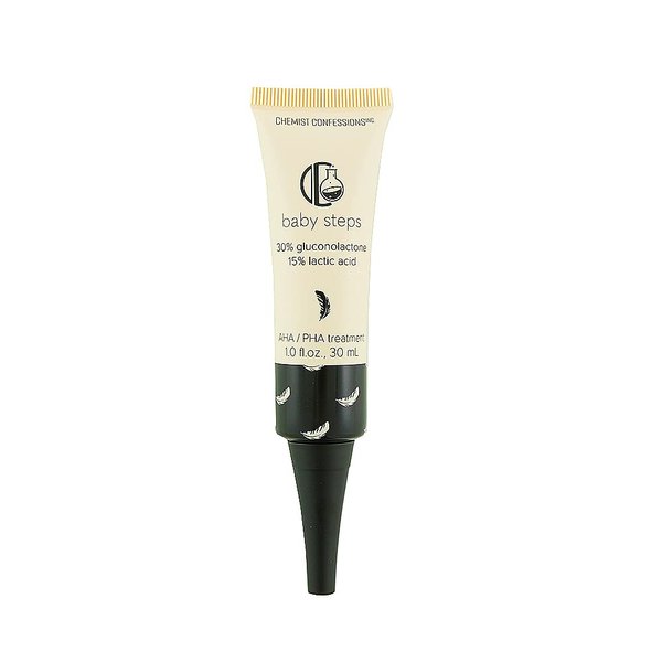 Chemist Confessions AHA/PHA Baby Steps Exfoliation Treatment Face Peel Mask & Booster, Gluconolactone & Lactic acid Formula for Smoother, Brighter complexion, Ideal for Dry and Sensitive Skin,1 Fl oz
