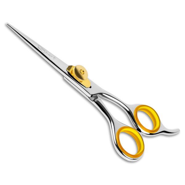 SHARF Professional 5.75” Straight Barber Scissors: Sharp 440c Japanese Stainless Steel Hair Cutting Shears For Men & Women| Gold Touch Series Trimming Scissors w/Easy Grip Handles