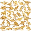 Gold Plastic Mini Dinosaur Figures Toys 48PCS Party Favors Supplies Birthday Dino Cupcake Toppers Kids Classroom Prizes Box Toddler Halloween Boy Girl Goodie Bags Stuffers Pinata Filler Treasure Chest