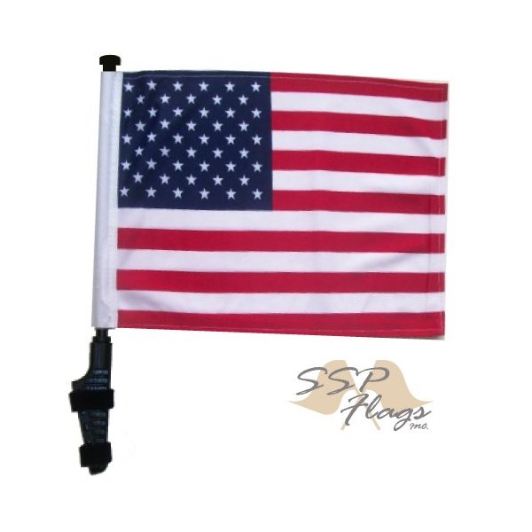 USA Golf Cart Flag with SSP Flags EZ On & Off Bracket