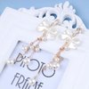 Allereyae Vintage Crystal Pearl Drop Earrings Pearl Bow Dangle Earrings Long Pearl Tassel Chain Earrings Cz Bow Stud Earrings Jewelry for Women