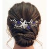 Kesvb Starfish Wedding Hair Vine Blue Crystal Bridal Headpiece Beach Wedding Hair Accessories for Women and Girls