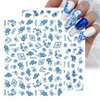 8 Sheets Blue and White Porcelain Nail Art Stickers Decals Self-Adhesive Pegatinas para Uñas Retro Elements Tiger Lion Dragon Flowers Design Manicure Tips Nail Decoration for Women Girls