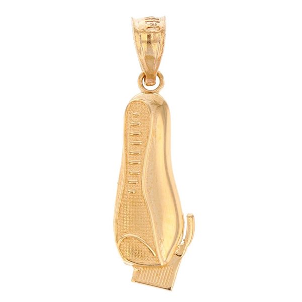 14k Yellow Gold Men's Electric Shaver Straight Edge Razor for Barber Pendant