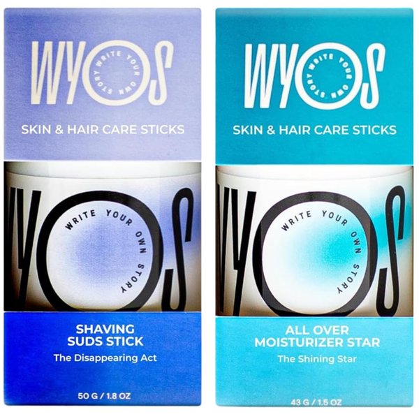 WYOS Shaving Cream Stick & Moisturizer Oil Stick Bundle | Travel Size, Leak Free, Vegan, Cruelty Free, Sulfate Free, Portable, Paraben Free, Sulfate Free