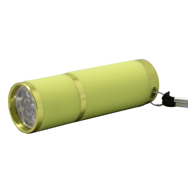 Ultra Bright 9Led Flashlight - Glow in the Dark Water Resistant Rubber Coated Body (Yellow)
