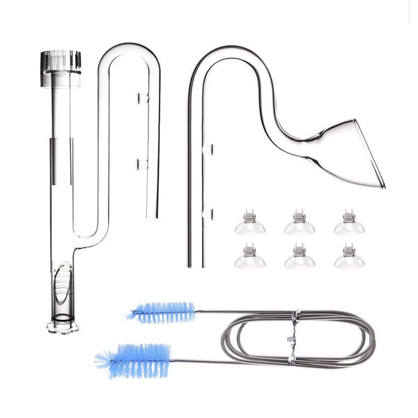 FZONE Aquatic Glass Lily Pipe Set with Lily Skimmer Inflow and Lily Outflow for Aquarium Filter 1/2''(12/16mm) Tubing