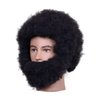 HAIRWAY Afro African Male Mannequin Head Kinky Curly 4C 100% Human Hair 8 Inch Manikin Training Doll Head with Beard for Practicing Hairdresser Styling Cosmetology Hair Cut with Stand Table Clamp