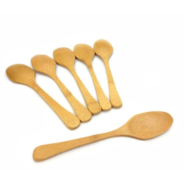 JapanBargain 4109, Set of 6 Bamboo Dinner Spoons Soup Spoons Ice Cream Spoons Yogurt Spoons Dessert Spoons Appetizer Spoons Reusable Dishwasher Safe, 8.25-inch