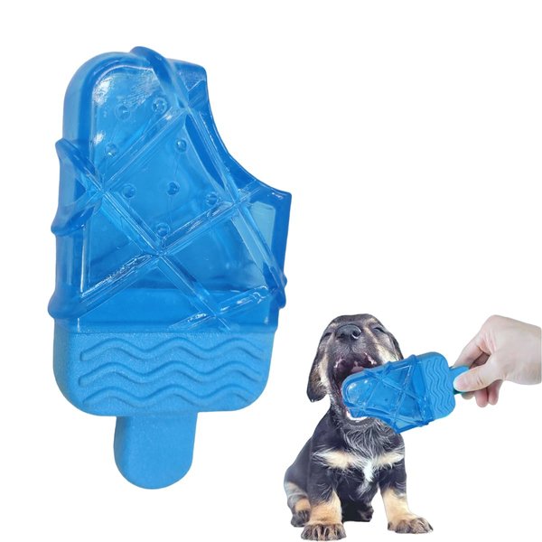 Elecpioneev Dog Cooling Toy Popsicle Shape Blue TPR Material Freezable Water-Filled Toy for Summer Heat Relief Ice Chew Toy for Dogs Hydrating and Refreshing Playtime Accessory