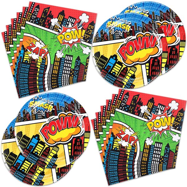 40 PCS superhero Theme Party Supplies - Perfect for Birthdays Party and More Party