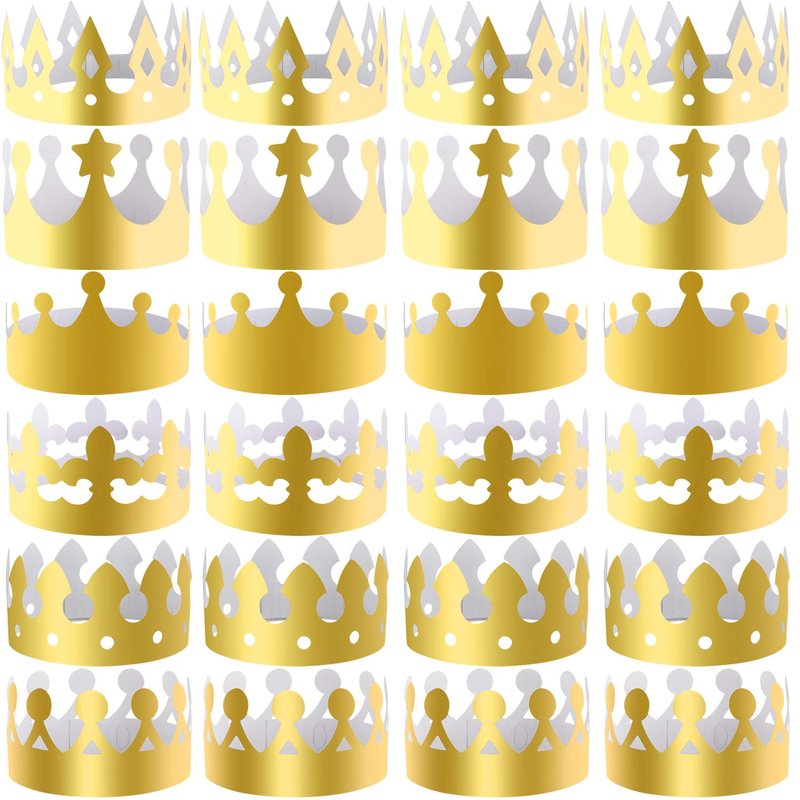 SIQUK 30 Pieces Paper Crowns Gold Paper King Crown Hats Golden Birthday ...