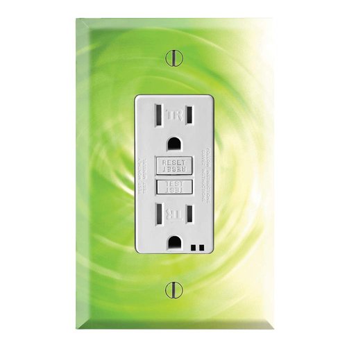 Graphics Wallplates - Abstract Green - Single Rocker/GFCI Outlet Wall Plate Cover