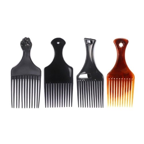 Hair Pick Comb, 4Pcs pick for hair Set - Wide Tooth Afro Lift Picks Hair Styling Plastic Comb for Styling, Detangling & Volume Boosting - Ideal for Curly, Thick Hair, Wigs & Beards”