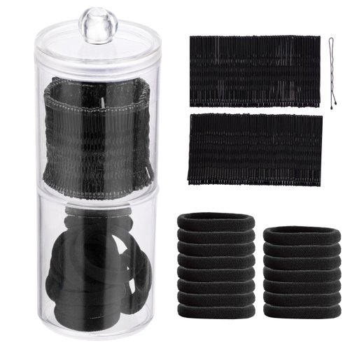 Expressions 125pc Beauty Essentials Kit - Includes Black Bobby Pins & Black Hair Elastics w/Organizer - Assorted Hair Accessories Set | Professional Hair & Beauty Tools + Accessories