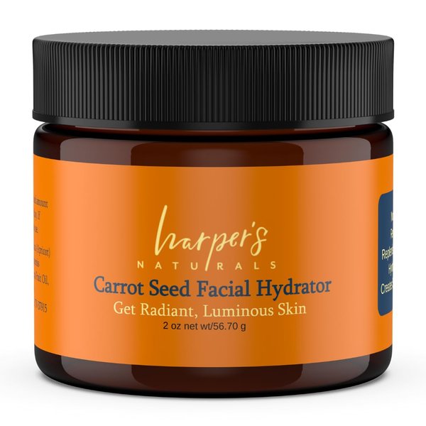Harper's Naturals Carrotseed Facial Hydrator, All Natural Face Moisturizer, For All Skin Types, All Day Coverage, Smooths Fine Lines & Wrinkles, Carrotsedd Essential Oil Blend - 2 oz