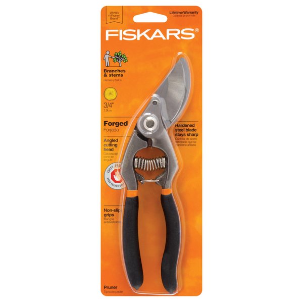 FISKARS® Forged Steel Bypass Pruner - Ultra-Durable, Ergonomic Design for Comfortable Use while Gardening - Cut and Prune Stems and Light Branches up to ¾” diameter - 375 Years of Quality