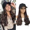 AliRobam Hat Wigs Long Baseball Cap Wig with Wavy Ends Synthetic Hair Extensions attached for Women girls Adjustable Wig Hat (Mix dark brown, 20inch)
