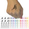 Fierce Crouching Jaguar Jungle Cat Temporary Tattoo Water Resistant Fake Body Art Set Collection - Light Blue (One Sheet)