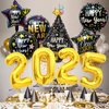 2025 New Years Eve Party Supplies - 10 Pcs Happy New Year Decorations 2025 Foil Balloons NYE Party Decorations Set
