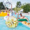Civaner 10 Pieces Inflatable Beach Balls Glitter Christmas Swimming Pool Balls Christmas Outdoor Decor Ball Ornaments Floatable Confetti Ball for Beach Party Xmas Party Favor, 16 Inch(Gold, Silver)