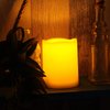 YINCHI 2 Waterproof Outdoor Battery Operated Flameless LED Pillar Candles with Timer Flickering Plastic Resin Electric Decorative Light for Lantern Patio Garden Home Decor Party Wedding Deco 3x4 Inch