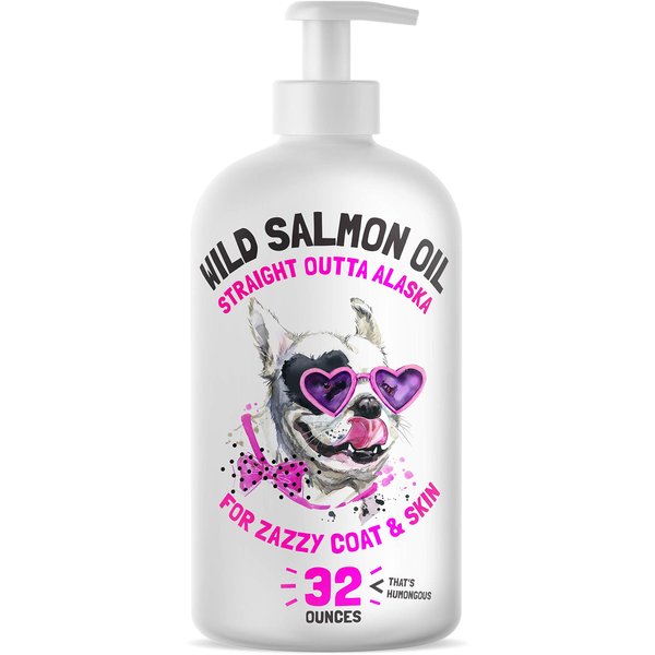 Wild Alaskan Salmon Oil for Dogs & Cats - Pure Fish Omega 3 6 9 Liquid EPA DHA Fatty Acids - Skin & Coat Supplement - Supports Joint Function, Brain, Eye, Immune & Heart Health - Made in USA 32 oz