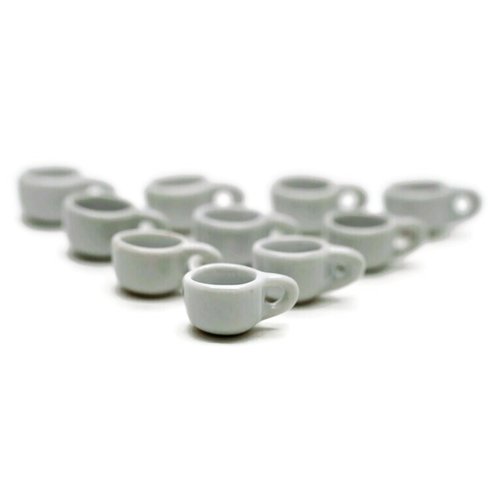 10 White Gray Coffee Tea Cup Size 2 X 1.5 CM Dollhouse Miniatures Food Kitchen Docoration