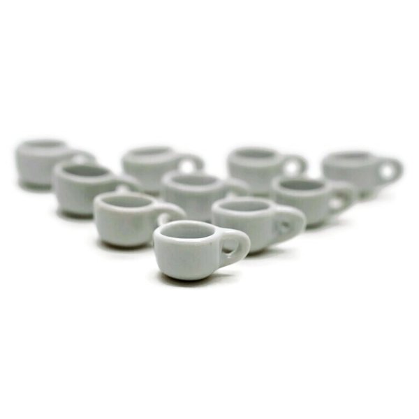 10 White Gray Coffee Tea Cup Size 2 X 1.5 CM Dollhouse Miniatures Food Kitchen Docoration