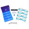VisionGlobal 4 Pairs Reading Glasses with Spring Hinge, Blue Light Blocking Glasses for Women/Men (Blue,+1.00 Magnification)