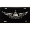 Engraved Senior Army Aviator Wings Car Tag Black & Silver Diamond Etched Aluminum Vanity License Plate