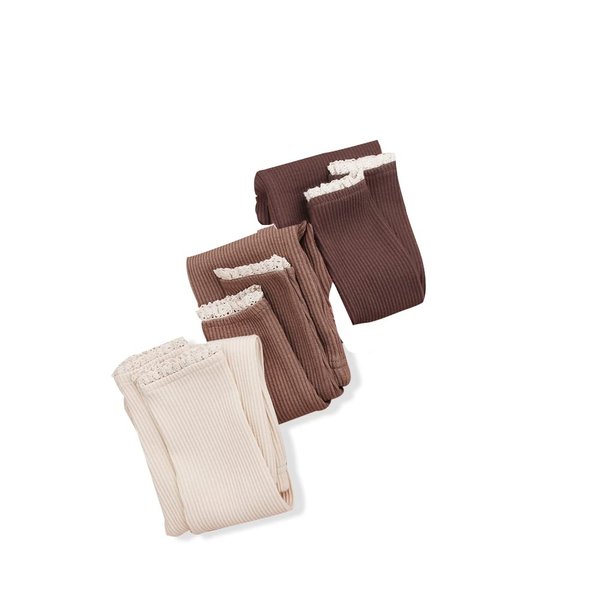 Toddler Baby Girls Leggings Footless Tights Ruffle Basic Ribbed Cable Knit Stocking Infant Little Girl Bottom Pants (2-3T, 3 Packs(Khaki+Brown+Cream))
