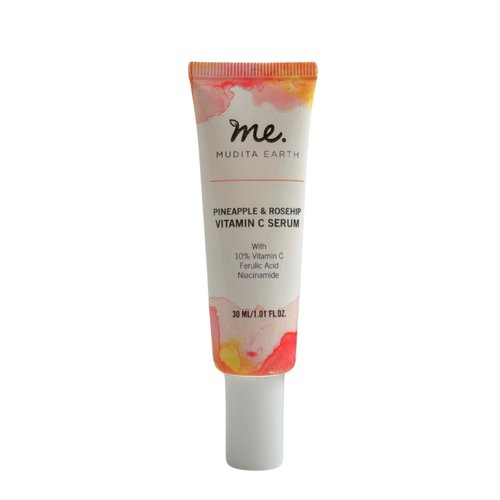 Mudita Earth Pineapple and Rosehip Vitamin C and Niacinamide Serum - Organic Vitamin C E Ferulic Serum for Acne Scars Dark Spots - Hyperpigmentation Serum for Skin Brightening and Rejuvenation