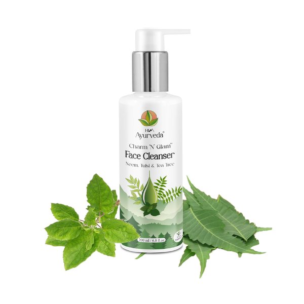 HIM AYURVEDA Charm N Glam Face Cleanser(Face wash) organic Face wash blended with Neem,Tulsi,Tea Tree and other 15+ natural and Ayurvedic Herbs for Purified skin.-200ML