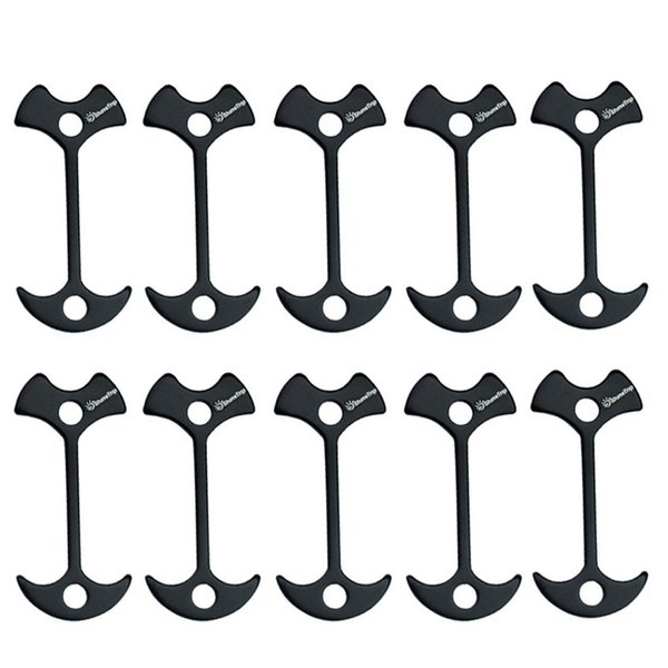 10pcs Fishbone Tent Stakes Pegs Lengthen Deck Nail Anchor Stopper Guyline Tensioner Camping Accessories(Black)
