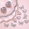 RODAKY 12PCS Butterfly Nail Charms Pink Heart Nail Gems 3D Silver Butterflies Nail Art Charms Shiny Nail Rhinestone Nail Decoration for Women Manicure DIY Crafts Design