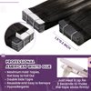 LaaVoo Ombre Tape in Hair Extensions Human Hair 16 Inch Hair Extensions Tape in Balayage Natural Black to Grey Silver Tape in Extensions Human Hair Seamless Silky Straight 20pcs 50grams